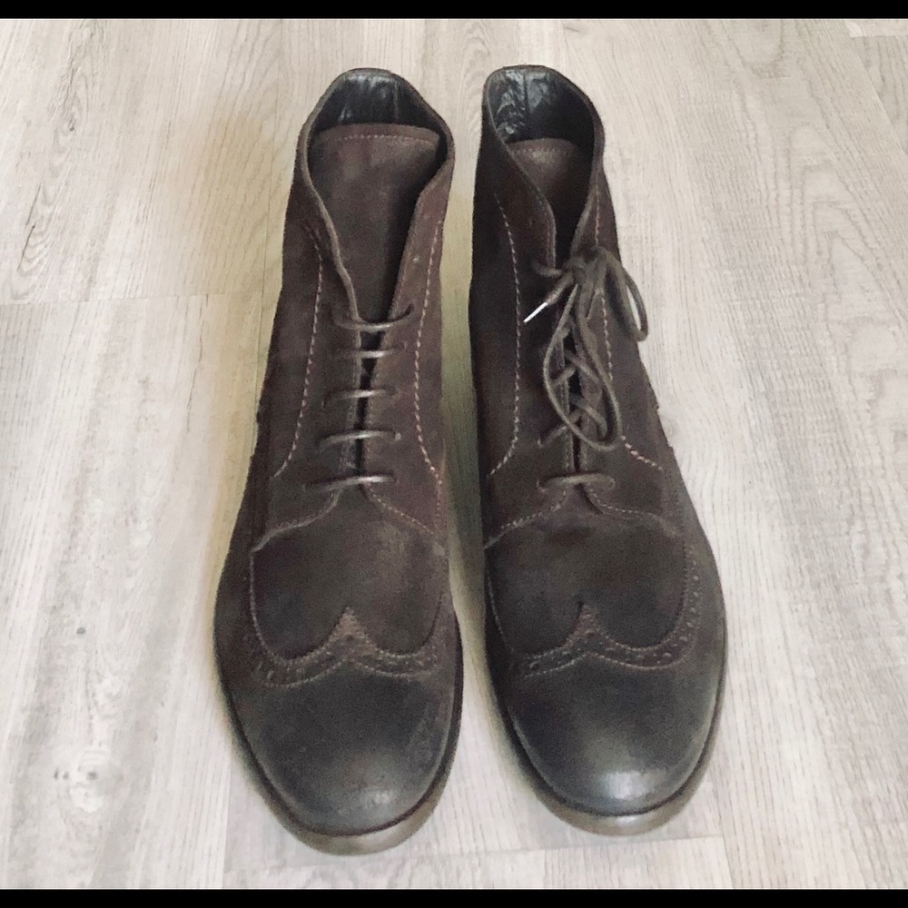 GIANFRANCO LATTANZI MEN’S SUEDE LACE UP BOOTS